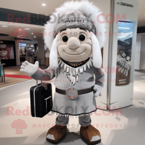 Silver Chief mascot costume character dressed with a Sweater and Messenger bags