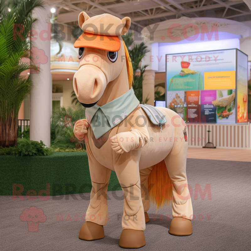 Tan Horse mascot costume character dressed with a Bermuda Shorts and Wallets Tan Horse mascot costume character dressed with a Bermuda Shorts and Wallets