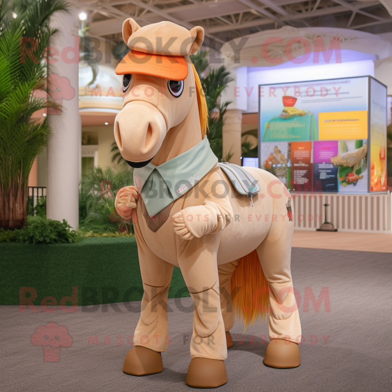 Tan Horse mascot costume character dressed with a Bermuda Shorts and Wallets