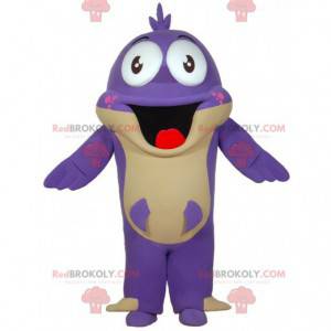 Purple fish mascot with a big mouth. Fun mascot - Redbrokoly.com