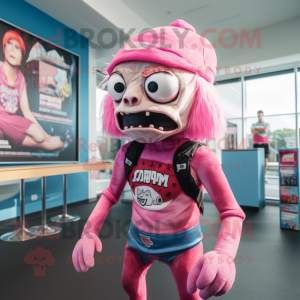 Pink Zombie maskot kostume...