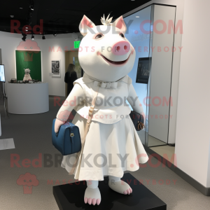 White Pig mascotte kostuum...