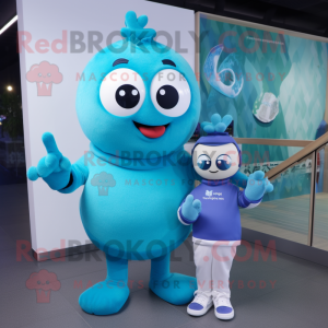 Cyan Aglet maskot kostume...