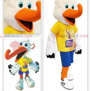 Mascotte della cicogna del sostenitore dell'hockey -