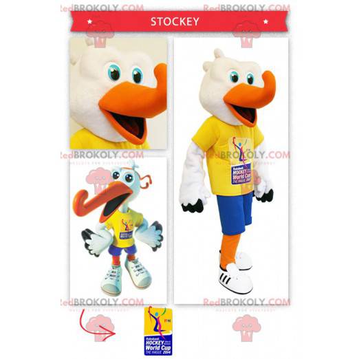 Mascotte de cigogne supporter de hockey - Redbrokoly.com