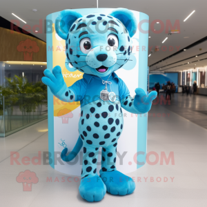 Sky Blue Cheetah mascotte...