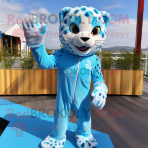 Sky Blue Cheetah maskot...