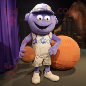 Lavender Handball Ball mascot costume character dressed with a Cargo Pants and Wraps