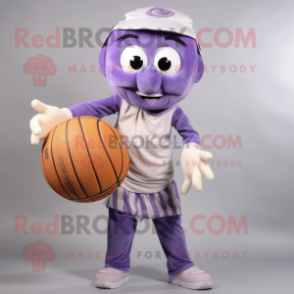 Lavender Handball Ball mascot costume character dressed with a Cargo Pants and Wraps