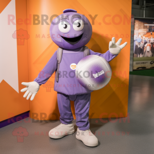 Lavender Handball Ball mascot costume character dressed with a Cargo Pants and Wraps