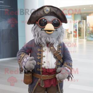 Grå Pirat maskot kostume...