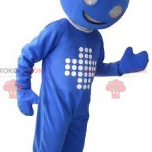 Mascotte de bonhomme bleu de maitre d'hôtel - Redbrokoly.com