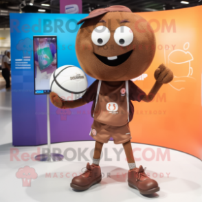 Brown Volleyball Ball mascot costume character dressed with a Shorts and Wallets