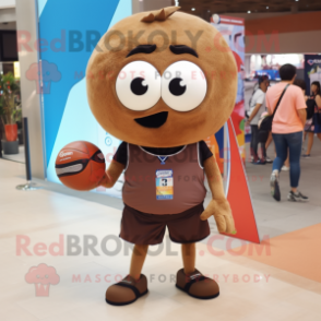 Brown Volleyball Ball mascot costume character dressed with a Shorts and Wallets