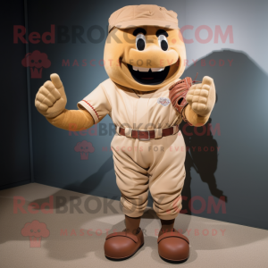 Tan Baseball Glove mascot costume character dressed with a Bodysuit and Cufflinks