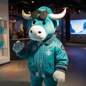 Teal Zebu maskotdräkt...