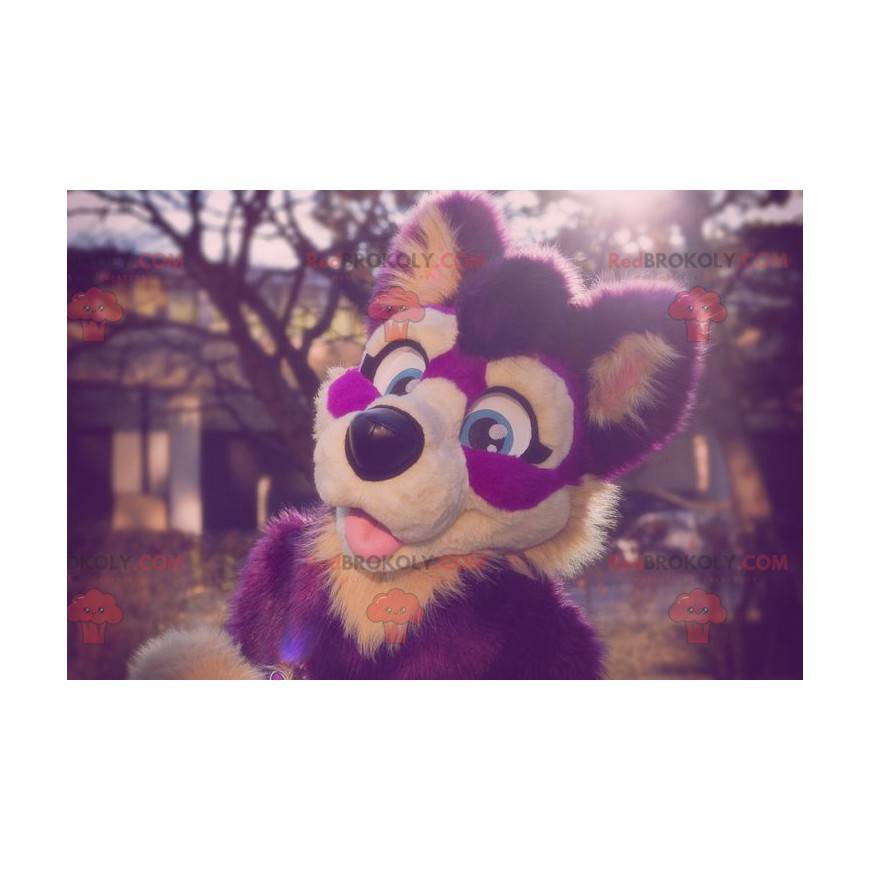 Purple and pink dog mascot - Redbrokoly.com