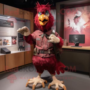 Maroon Rooster maskot drakt...