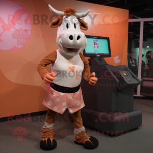 Peach Guernsey Cow maskot...