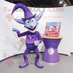 Lavender Contortionist mascot costume character dressed with a Polo Shirt and Cummerbunds