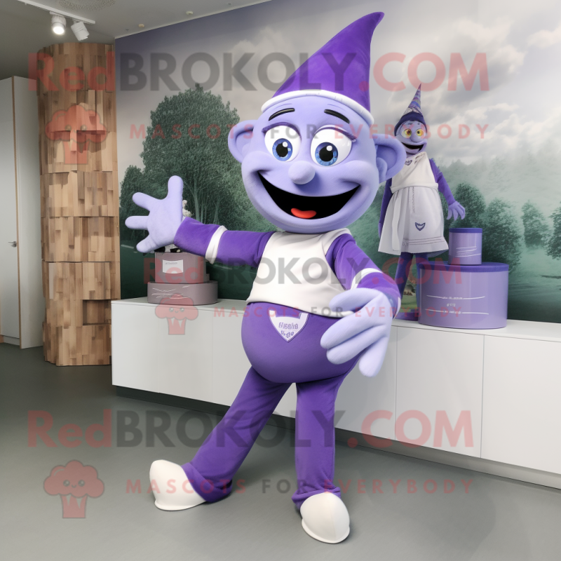 Lavender Contortionist mascot costume character dressed with a Polo Shirt and Cummerbunds