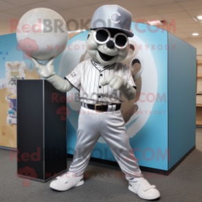 Silver Baseball Ball mascot costume character dressed with a Capri Pants and Earrings