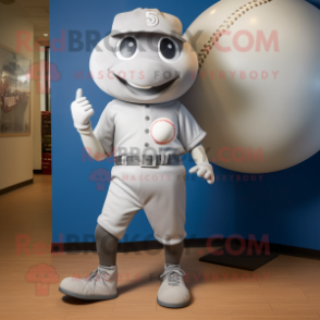 Silver Baseball Ball mascot costume character dressed with a Capri Pants and Earrings