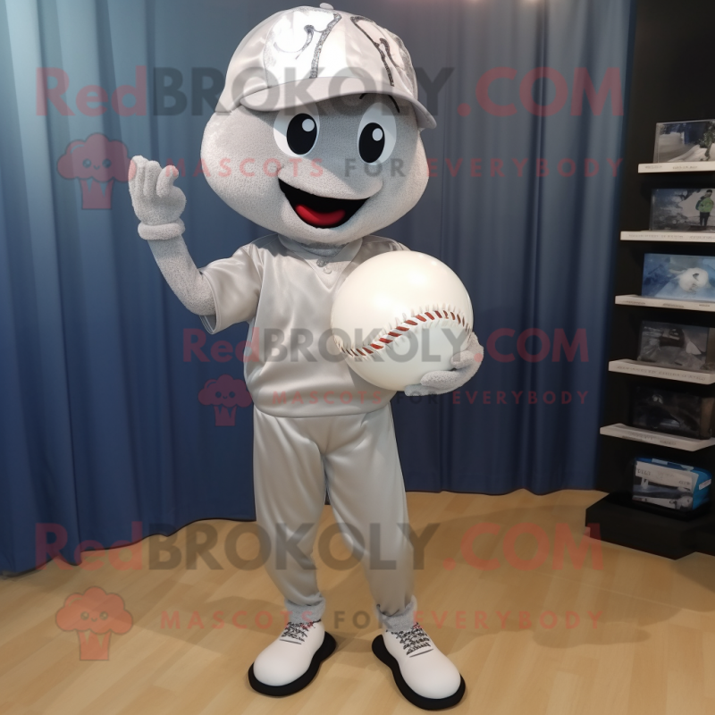 Silver Baseball Ball mascot costume character dressed with a Capri Pants and Earrings