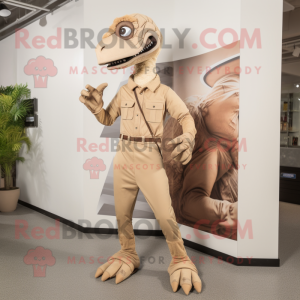 Beige Velociraptor mascotte...