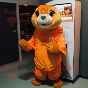 Orange Otter maskot kostume...