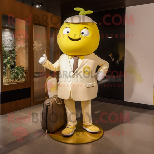 Beige citron maskot kostume...