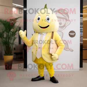 Beige citron maskot kostume...