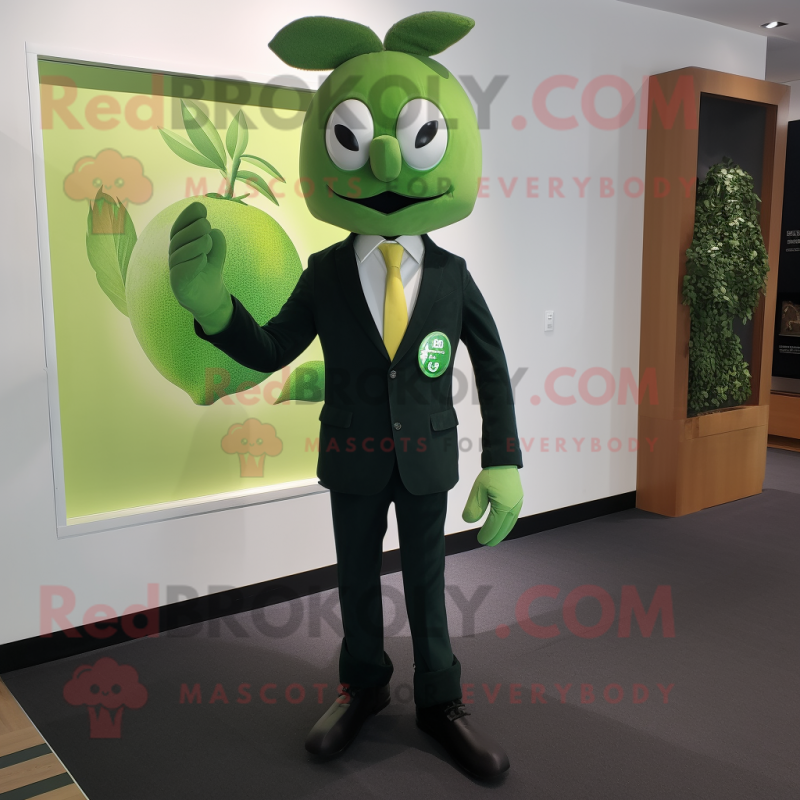 Olive Apple mascot costume character dressed with a Blazer and Gloves