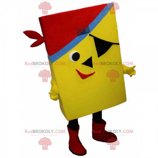 Mascotte jaune et rectangulaire de pirate - Redbrokoly.com