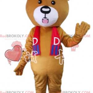 Mascotte dell'orso bruno in abbigliamento sportivo. Costume da