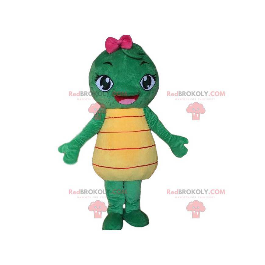 Grøn og gul skildpadde maskot. Skildpadde kostume -