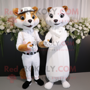 nan Weasel mascot costume character dressed with a Wedding Dress and Smartwatches