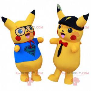 Lot of mascots of Pikachu, the famous yellow Pokemon of manga -