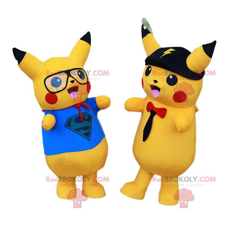 Lot of mascots of Pikachu, the famous yellow Pokemon of manga -