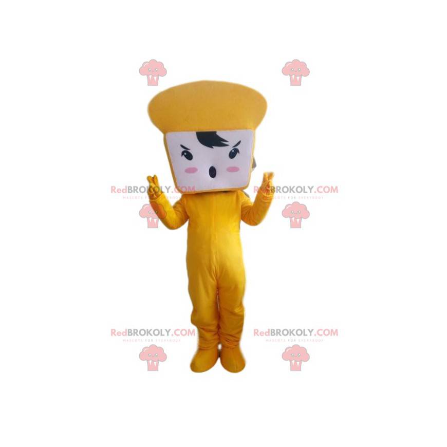 Sliced bread mascot. Bakery mascot. Giant toast - Redbrokoly.com