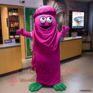 Magenta gurka maskot kostym...