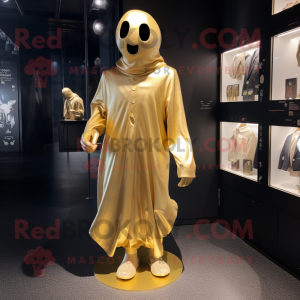Gold Ghost mascot costume character dressed with a Playsuit and Cufflinks