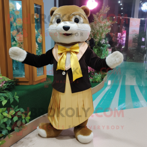 Gold Otter maskot kostume...