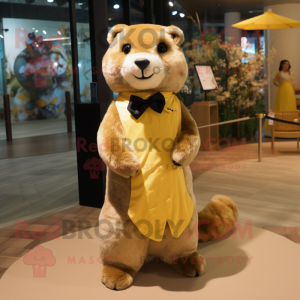 Gold Otter maskot kostume...
