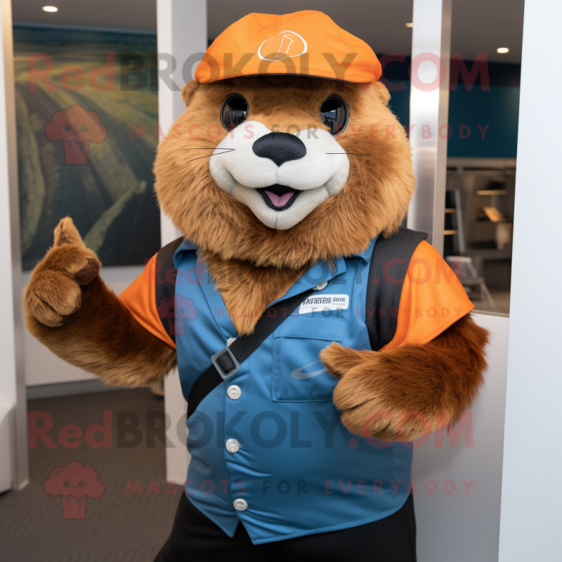 Rust Marmot mascot costume character dressed with a Jeggings and Headbands Rust Marmot mascot costume character dressed with a Jeggings and Headbands