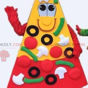 Mascota de pizza, rebanada de pizza. Disfraz de pizza gigante -