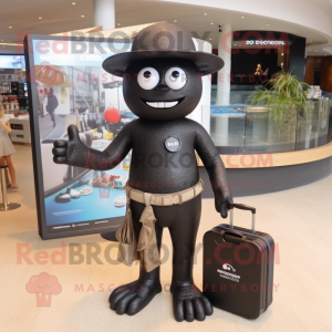 Black Pepper mascot costume character dressed with a Swimwear and Briefcases