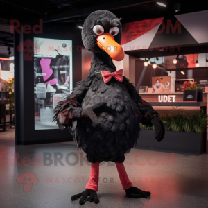 Black Flamingo mascot costume character dressed with a Playsuit and Belts