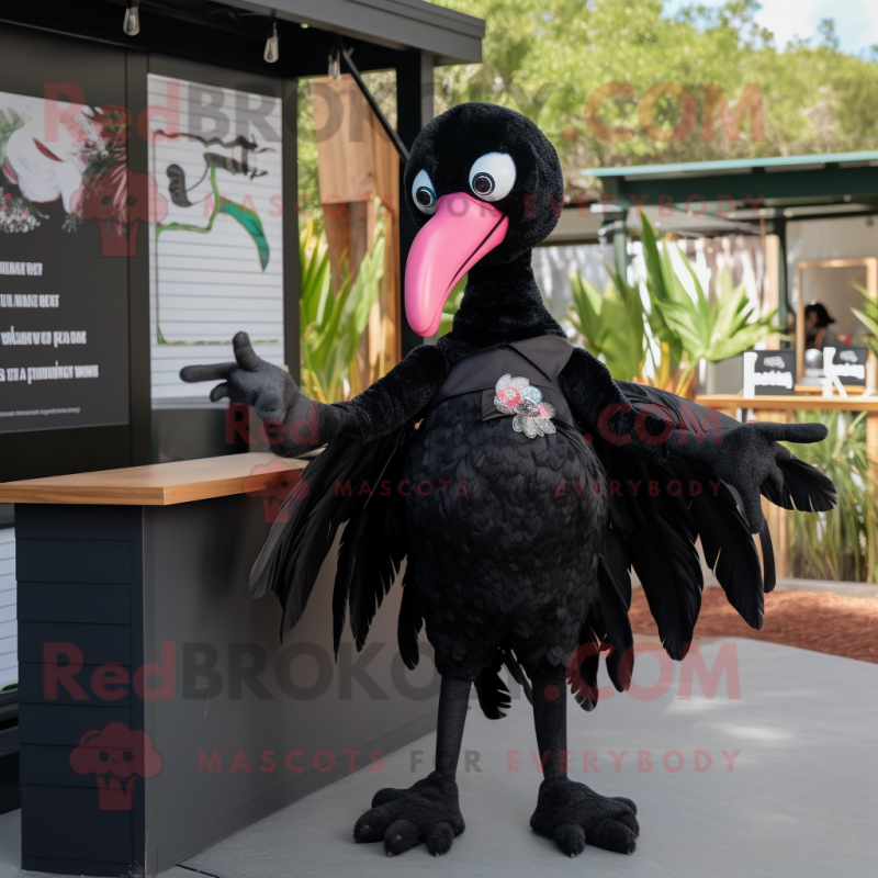 Black Flamingo mascot costume character dressed with a Playsuit and Belts