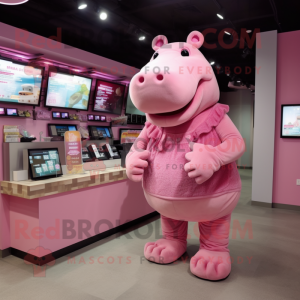 Pink Hippopotamus maskot...